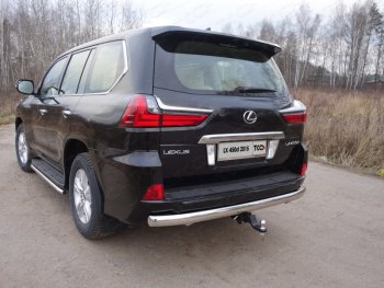 Защита заднего бампера (овальная) ТСС (нержавейка d75х42 мм) Lexus LX450d  J200 - LX570  J200