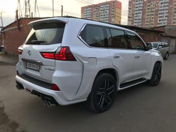 37 899 р. Юбка заднего бампера HEMMES Lexus LX570 J200 2-ой рестайлинг (2015-2022) (Неокрашенная)  с доставкой в г. Керчь. Увеличить фотографию 3