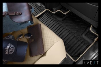 10 709 р. Коврик в салони премиум-класса Kvest (черный/бежевый) Lexus LX570 J200 2-ой рестайлинг (2015-2022)  с доставкой в г. Керчь. Увеличить фотографию 6