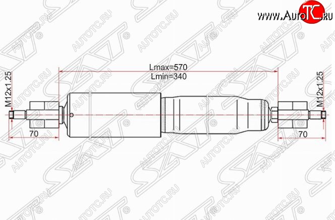 2 999 р. Амортизатор передний SAT (LH=RH)  Lexus LX470  J100 (1998-2002), Toyota Land Cruiser  J105 (1998-2007)  с доставкой в г. Керчь