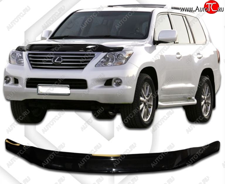 2 059 р. Дефлектор капота CA-Plastic Lexus LX570 J200 дорестайлинг (2007-2012) (серия Classic черный, Без надписи)  с доставкой в г. Керчь