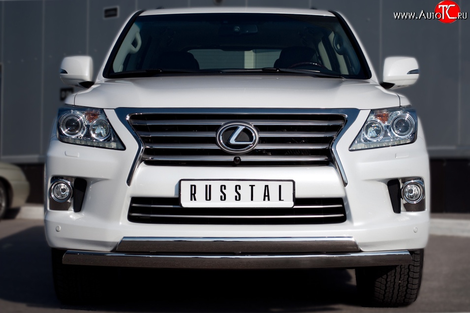 17 999 р. Защита переднего бампера (2 трубыØ75х42 мм, нержавейка) Russtal Lexus LX570 J200 дорестайлинг (2007-2012)  с доставкой в г. Керчь