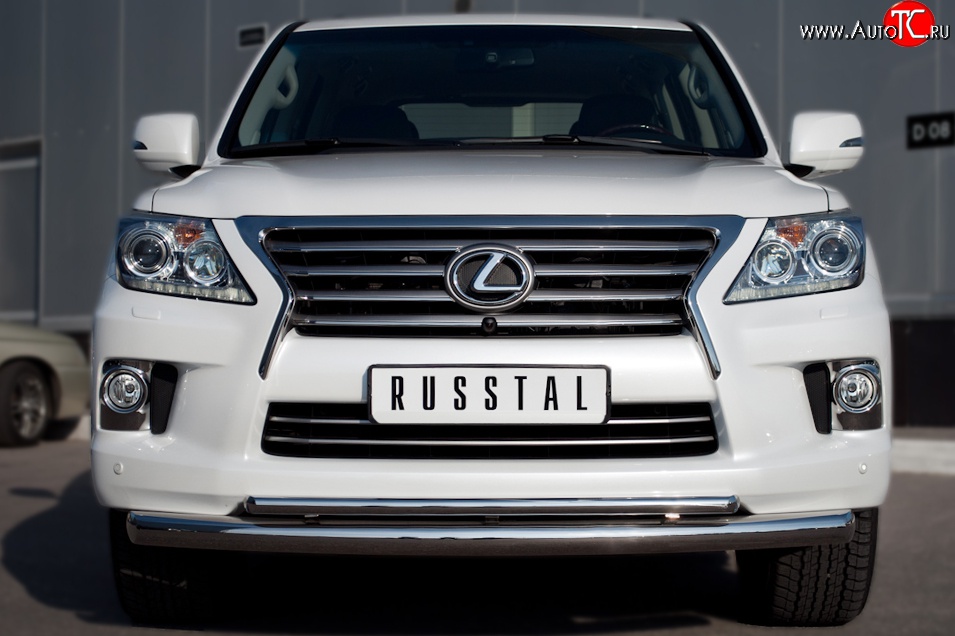 20 999 р. Защита переднего бампера (2 трубыØ76 и 42 мм, нержавейка) SLITKOFF  Lexus LX570  J200 (2007-2012) дорестайлинг  с доставкой в г. Керчь