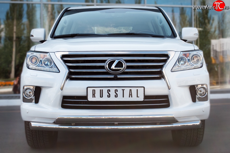 15 999 р. Защита переднего бампера (2 трубыØ76 и 63 мм, нержавейка) Russtal Lexus LX570 J200 дорестайлинг (2007-2012)  с доставкой в г. Керчь