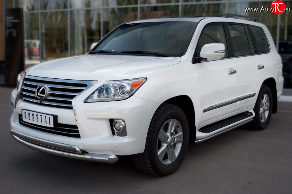 14 999 р. Защита порогов SLITKOFF из круглой трубы диаметром 42 мм (2012-н.в.)  Lexus LX570  J200 (2007-2012) дорестайлинг  с доставкой в г. Керчь