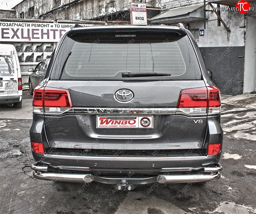 10 999 р. Защита заднего бампера WINBO (уголки, Ø76 и 38 мм, нержавейка)  Lexus LX570  J200 (2007-2012), Toyota Land Cruiser  200 (2007-2015)  с доставкой в г. Керчь