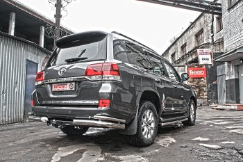 10 999 р. Защита заднего бампера WINBO (уголки, Ø76 и 38 мм, нержавейка)  Lexus LX570  J200 (2007-2012), Toyota Land Cruiser  200 (2007-2015)  с доставкой в г. Керчь. Увеличить фотографию 2