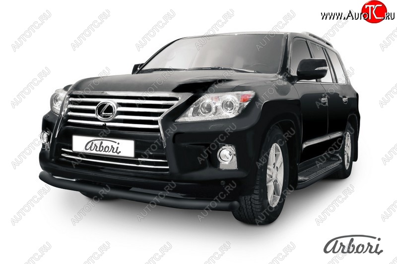 9 719 р. Защита переднего бампера Arbori (черная, 1 труба d76 mm). Lexus LX570 J200 1-ый рестайлинг (2012-2015)  с доставкой в г. Керчь