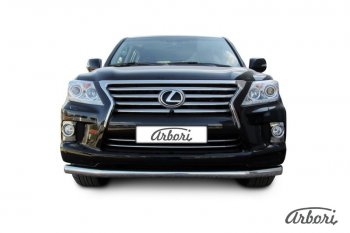 Защита переднего бампера Arbori (черная, 1 труба d76 mm). Lexus LX570 J200 1-ый рестайлинг (2012-2015)