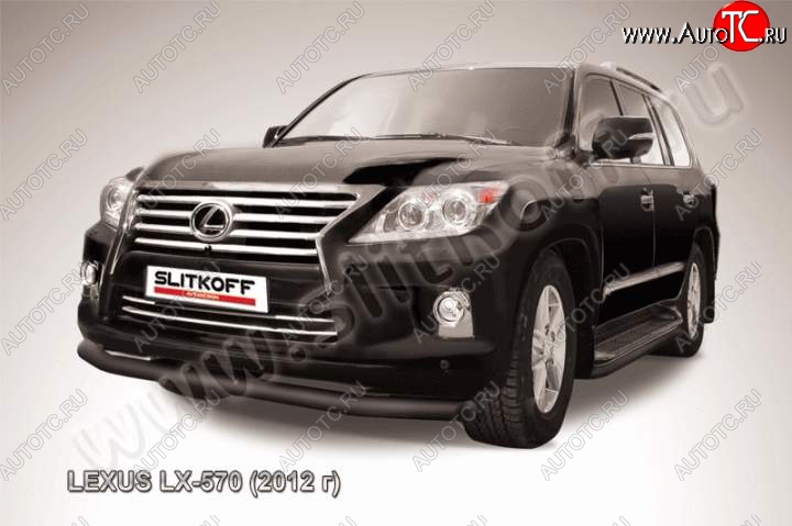 12 999 р. Защита переднего бампера из трубы d76 Slitkoff (дуга)  Lexus LX570  J200 (2012-2015) 1-ый рестайлинг (Цвет: серебристый)  с доставкой в г. Керчь