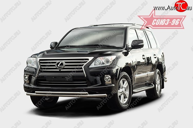 8 189 р. Защита переднего бампера двойная Souz-96 (d60/42) Lexus LX570 J200 1-ый рестайлинг (2012-2015)  с доставкой в г. Керчь