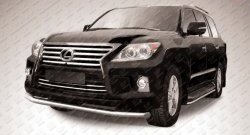 Одинарная защита переднего бампера из трубы диаметром 76 мм Slitkoff Lexus LX570  J200 (2012-2015) 1-ый рестайлинг