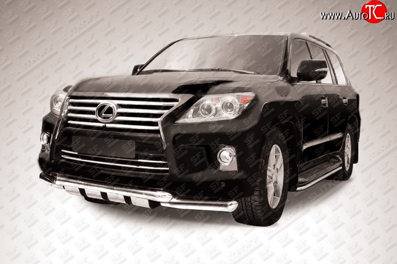 30 749 р. Двойная защита с зубьями d76 мм Slitkoff  Lexus LX570  J200 (2012-2015) 1-ый рестайлинг  с доставкой в г. Керчь