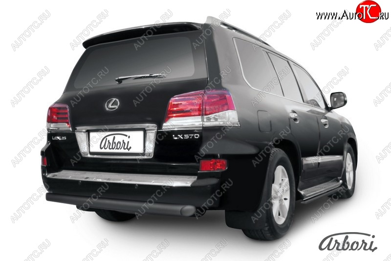16 109 р. Защита заднего бампера Arbori (черная, 1 труба d76 mm). Lexus LX570 J200 1-ый рестайлинг (2012-2015)  с доставкой в г. Керчь