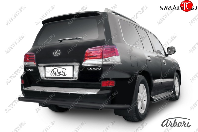 11 789 р. Защита заднего бампера Arbori (черная, 1 труба d76 mm). Lexus LX570 J200 1-ый рестайлинг (2012-2015)  с доставкой в г. Керчь