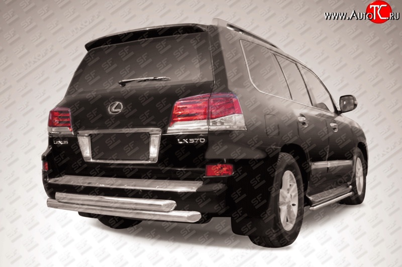 22 999 р. Двойная защита заднего бампера из труб диаметрами по 76 мм Slitkoff  Lexus LX570  J200 (2012-2015) 1-ый рестайлинг (Нержавейка, Полированная)  с доставкой в г. Керчь