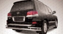 Двойная защита заднего бампера из трёх труб диаметром 76 и 42 мм Slitkoff Lexus LX570  J200 (2012-2015) 1-ый рестайлинг
