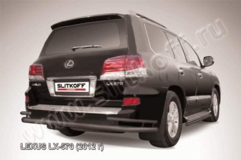 Защита заднего бампера из труб d76+42 Slitkoff (с уголками) Lexus LX570  J200 (2012-2015) 1-ый рестайлинг
