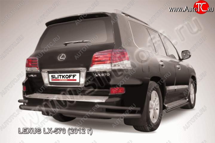 17 999 р. Защита заднего бампера из труб d76+42 Slitkoff (с уголками)  Lexus LX570  J200 (2012-2015) 1-ый рестайлинг (Цвет: серебристый)  с доставкой в г. Керчь