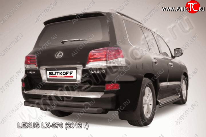 17 999 р. Защита заднего бампера из труб d76 Slitkoff (двойная)  Lexus LX570  J200 (2012-2015) 1-ый рестайлинг (Цвет: серебристый)  с доставкой в г. Керчь