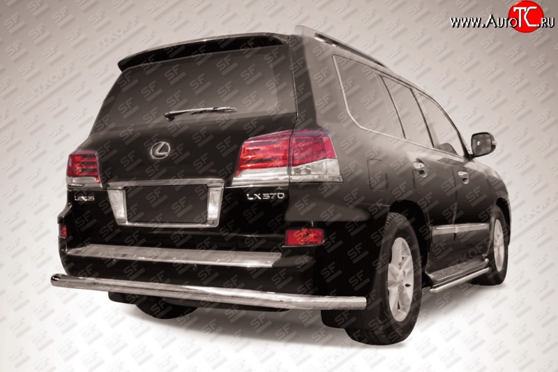 20 449 р. Защита заднего бампера из длинной трубы диаметром 76 мм Slitkoff  Lexus LX570  J200 (2012-2015) 1-ый рестайлинг (Нержавеющая сталь)  с доставкой в г. Керчь