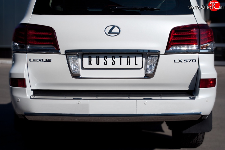 13 999 р. Защита заднего бампера (Ø75x42 мм, нержавейка) Russtal Lexus LX570 J200 1-ый рестайлинг (2012-2015)  с доставкой в г. Керчь