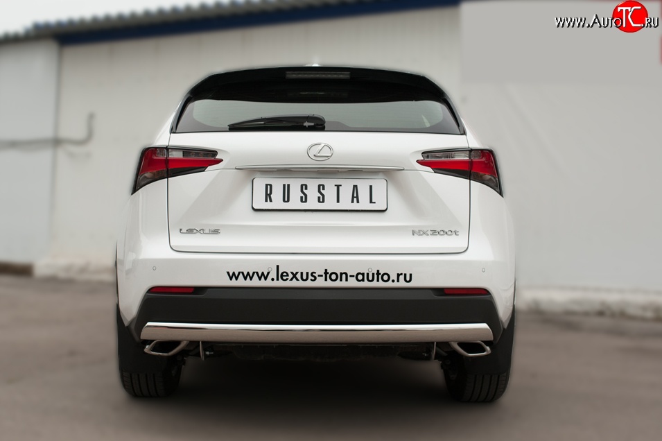 11 599 р. Защита заднего бампера (Ø75x42 мм, нержавейка, F-Sport) Russtal Lexus NX200T Z10 (2014-2017)  с доставкой в г. Керчь