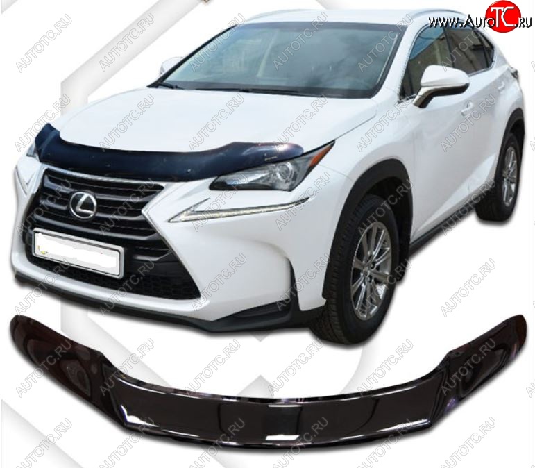 2 379 р. Дефлектор капота CA-Plastic exclusive Lexus NX300h Z10 дорестайлинг (2014-2017) (Classic черный, Без надписи)  с доставкой в г. Керчь