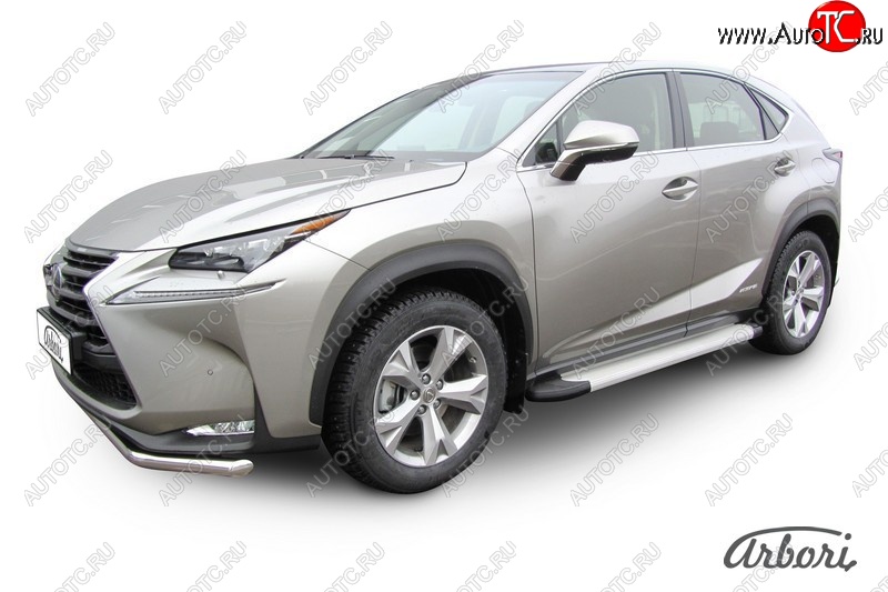 10 979 р. Порожки для ног Arbori Optima Silver Lexus NX300h Z10 дорестайлинг (2014-2017)  с доставкой в г. Керчь