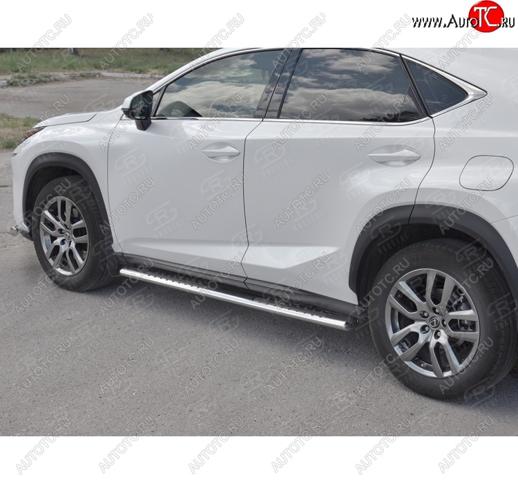 19 399 р. Пороги труба 120х60 Russtal (овал с проступью) Lexus NX300h Z10 дорестайлинг (2014-2017)  с доставкой в г. Керчь