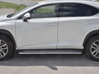 24 649 р. Порожки для ног (труба Ø42) SLITKOFF  Lexus NX300h  Z10 (2014-2017) дорестайлинг (лист алюм, проф. нерж)  с доставкой в г. Керчь. Увеличить фотографию 2