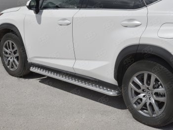 24 649 р. Порожки для ног (труба Ø42) SLITKOFF  Lexus NX300h  Z10 (2014-2017) дорестайлинг (лист алюм, проф. нерж)  с доставкой в г. Керчь. Увеличить фотографию 3