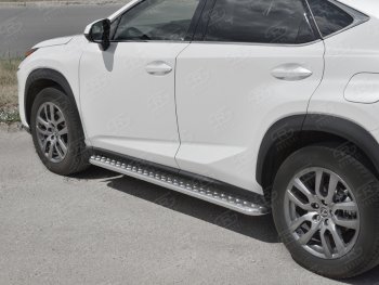 24 649 р. Порожки для ног (труба Ø42) SLITKOFF  Lexus NX300h  Z10 (2014-2017) дорестайлинг (лист алюм, проф. нерж)  с доставкой в г. Керчь. Увеличить фотографию 4