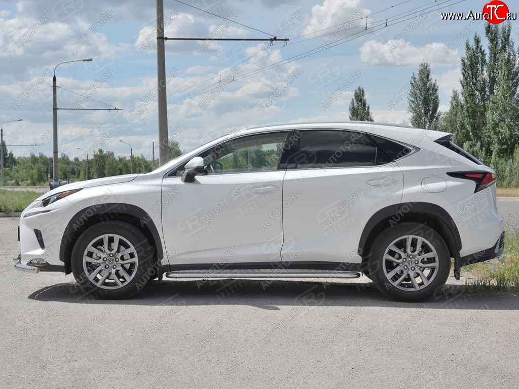 24 649 р. Порожки для ног (труба Ø42) SLITKOFF  Lexus NX300h  Z10 (2014-2017) дорестайлинг (лист алюм, проф. нерж)  с доставкой в г. Керчь