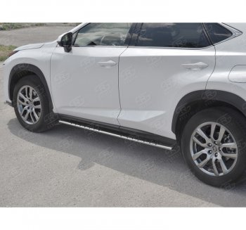 16 649 р. Пороги труба 75х42 Russtal (овал с проступью) Lexus NX300h Z10 дорестайлинг (2014-2017)  с доставкой в г. Керчь. Увеличить фотографию 2