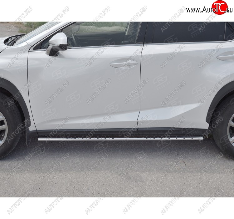 16 649 р. Пороги труба 75х42 Russtal (овал с проступью) Lexus NX300h Z10 дорестайлинг (2014-2017)  с доставкой в г. Керчь