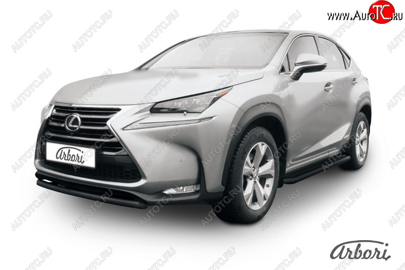 4 544 р. Защита переднего бампера Arbori (короткая, черная, 1 труба d57 mm). Lexus NX300h Z10 дорестайлинг (2014-2017)  с доставкой в г. Керчь
