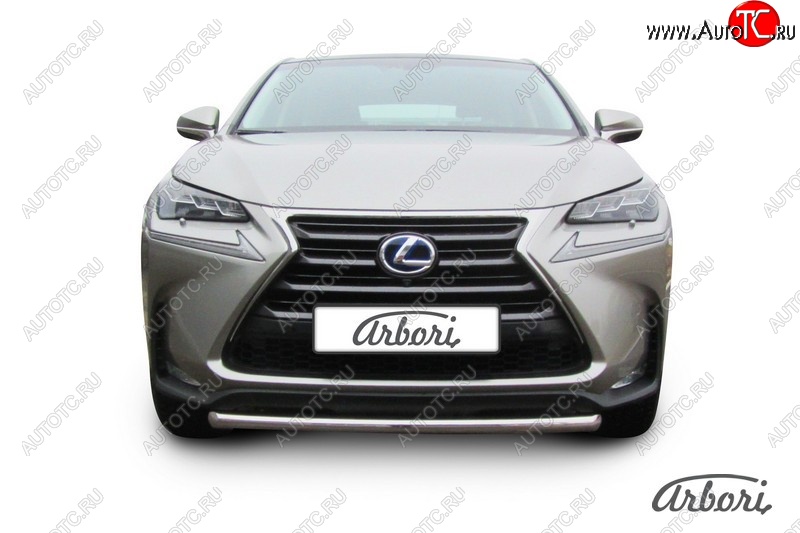 8 549 р. Защита переднего бампера Arbori (короткая, нержавейка, 1 труба d57 mm). Lexus NX300h Z10 дорестайлинг (2014-2017)  с доставкой в г. Керчь