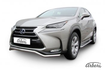 14 363 р. Защита переднего бампера Arbori (волна, нержавейка, 1 труба d57 mm). Lexus NX300h Z10 дорестайлинг (2014-2017)  с доставкой в г. Керчь. Увеличить фотографию 2