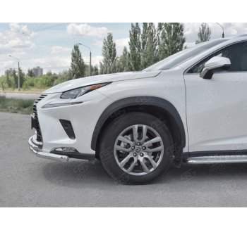 20 549 р. Защита переднего бампера (2 трубы Ø63 и 42 мм, нержавейка) SLITKOFF  Lexus NX300h  Z10 (2014-2017) дорестайлинг  с доставкой в г. Керчь. Увеличить фотографию 2