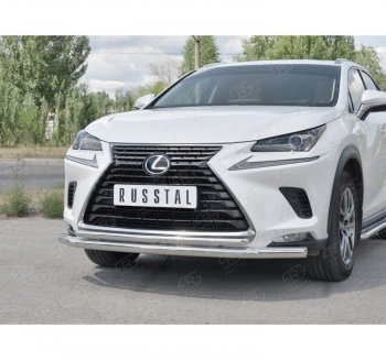 20 549 р. Защита переднего бампера (2 трубы Ø63 и 42 мм, нержавейка) SLITKOFF  Lexus NX300h  Z10 (2014-2017) дорестайлинг  с доставкой в г. Керчь. Увеличить фотографию 3