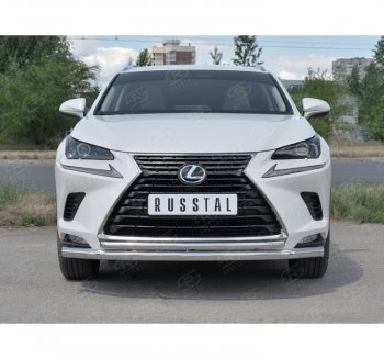 20 549 р. Защита переднего бампера (2 трубы Ø63 и 42 мм, нержавейка) SLITKOFF  Lexus NX300h  Z10 (2014-2017) дорестайлинг  с доставкой в г. Керчь. Увеличить фотографию 4