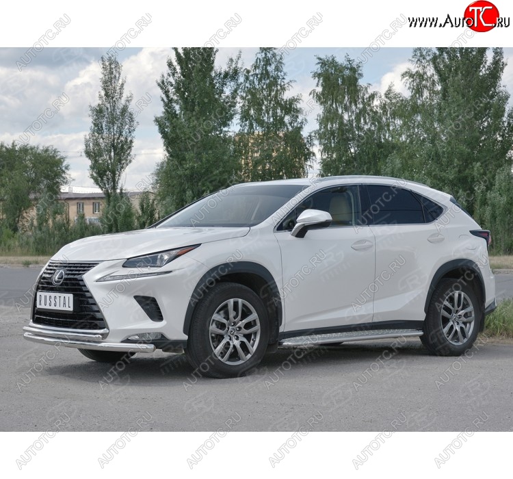 20 549 р. Защита переднего бампера (2 трубы Ø63 и 42 мм, нержавейка) SLITKOFF  Lexus NX300h  Z10 (2014-2017) дорестайлинг  с доставкой в г. Керчь