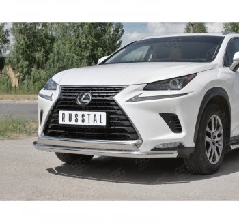 15 799 р. Защита переднего бампера (2 трубы Ø63 и 75х42 мм, нержавейка) Russtal Lexus NX300h Z10 дорестайлинг (2014-2017)  с доставкой в г. Керчь. Увеличить фотографию 3