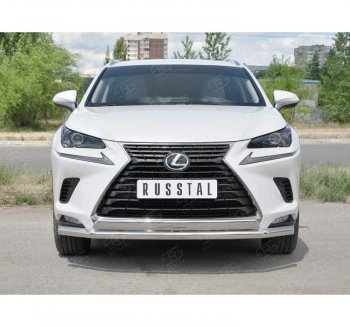 15 799 р. Защита переднего бампера (2 трубы Ø63 и 75х42 мм, нержавейка) Russtal Lexus NX300h Z10 дорестайлинг (2014-2017)  с доставкой в г. Керчь. Увеличить фотографию 4