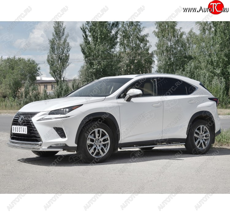 18 949 р. Защита переднего бампера (2 трубы Ø42 мм, нержавейка) SLITKOFF  Lexus NX300h  Z10 (2014-2017) дорестайлинг  с доставкой в г. Керчь