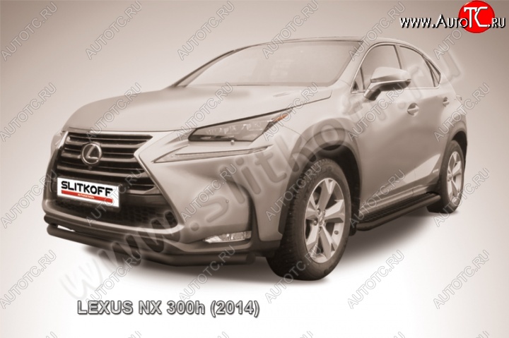 8 999 р. Защита переднего бампера из трубы d57 Slitkoff (дуга) Lexus NX300h Z10 дорестайлинг (2014-2017) (Цвет: серебристый)  с доставкой в г. Керчь