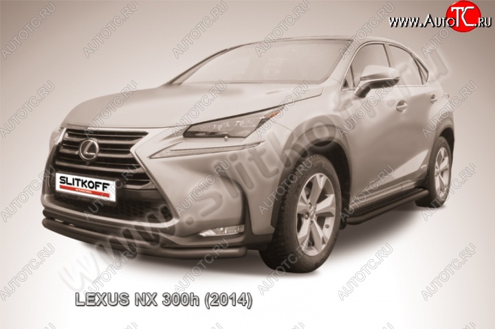 10 649 р. Защита переднего бампера из труб d57+42 Slitkoff (двойная)  Lexus NX300h  Z10 (2014-2017) дорестайлинг (Цвет: серебристый)  с доставкой в г. Керчь