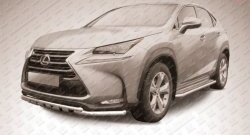 Защита переднего бампера из трёх труб диаметрами 57 мм с зубьями Slitkoff Lexus NX300h  Z10 (2014-2017) дорестайлинг