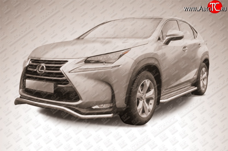 12 999 р. Фигурная защита переднего бампера диаметром 57 мм Slitkoff  Lexus NX300h  Z10 (2014-2017) дорестайлинг (Нержавейка, Полированная)  с доставкой в г. Керчь